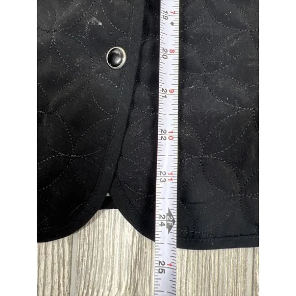 R.Q.T. Black Lined Quilted Embroidered Lightweight Button Up Jacket Womens SZ L - Picture 3 of 8